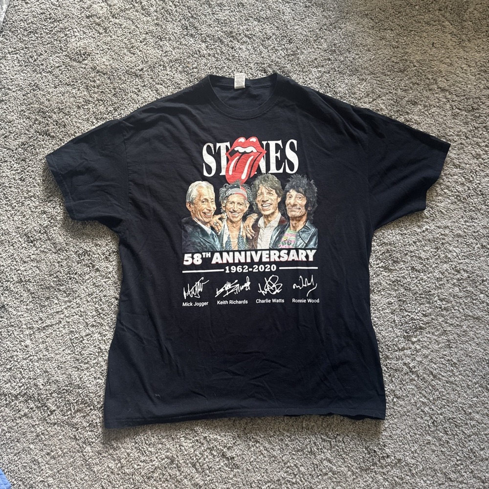 The Rolling Stones 58th Anniversary 1962-2020 Black Shirt XXL Mick Jaegger